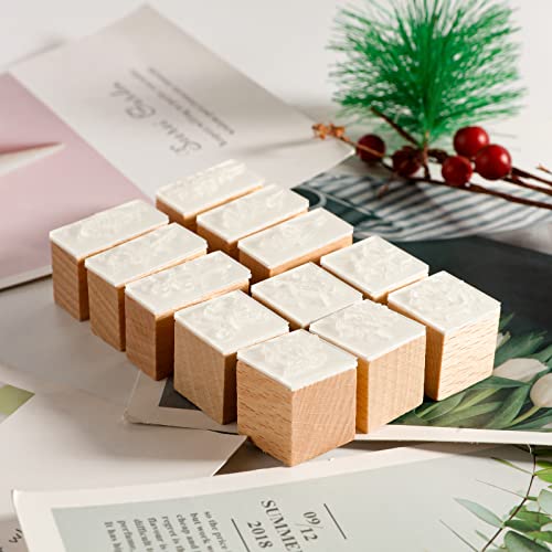 12 Pieces Wood Rubber Stamps Vintage Flowers Stamp Set DIY Craft Scrapbooking Stamps for Journals Diary Planner Letter Album Card Making - Thumbnail 5