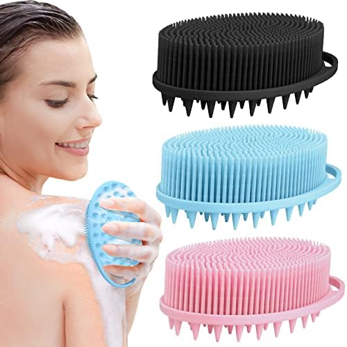 2 in 1 Silicone Body Scrubber Shampoo Brush, Shower Body