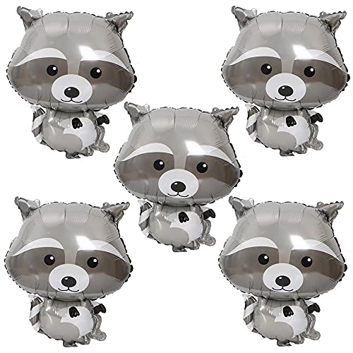 Horuius Raccoon Balloons Raccoon Shaped Foil Mylar Balloons For Baby Shower Kids' Boys Woodland Animals Theme Birthday Party Supplies Decorations 5Pcs #TOP5