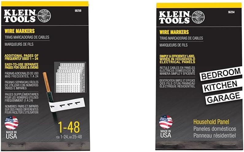 Klein Tools 56250 Wire Marker Book, 1-48 & 56254 Wire Marker Book, Household Electrical Panel