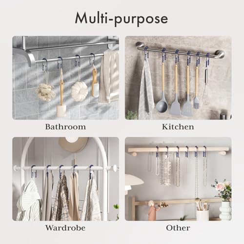 AmazerBath Shower Curtain Hooks, Navy Blue Shower Curtain Rings Rust Proof Non-Slip Double Hook Shower Curtain Hooks for Shower Curtain, Sturdy Shower Curtain Rings, Metal Shower Hooks Ring 12Pcs by AmazerBath - Image 7