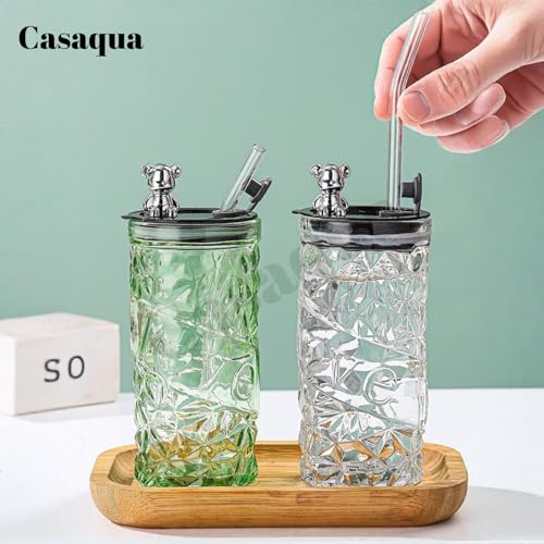 Image of Drinking Glasses Tumbler with Lid and Straw - 350ml, Set of 1, Diamond Cut Design, Beer Glass Sipper Bottle for Mojito Soda Smoothies Iced Coffee Cocktail Tea Juice (Receiving Random Color)
