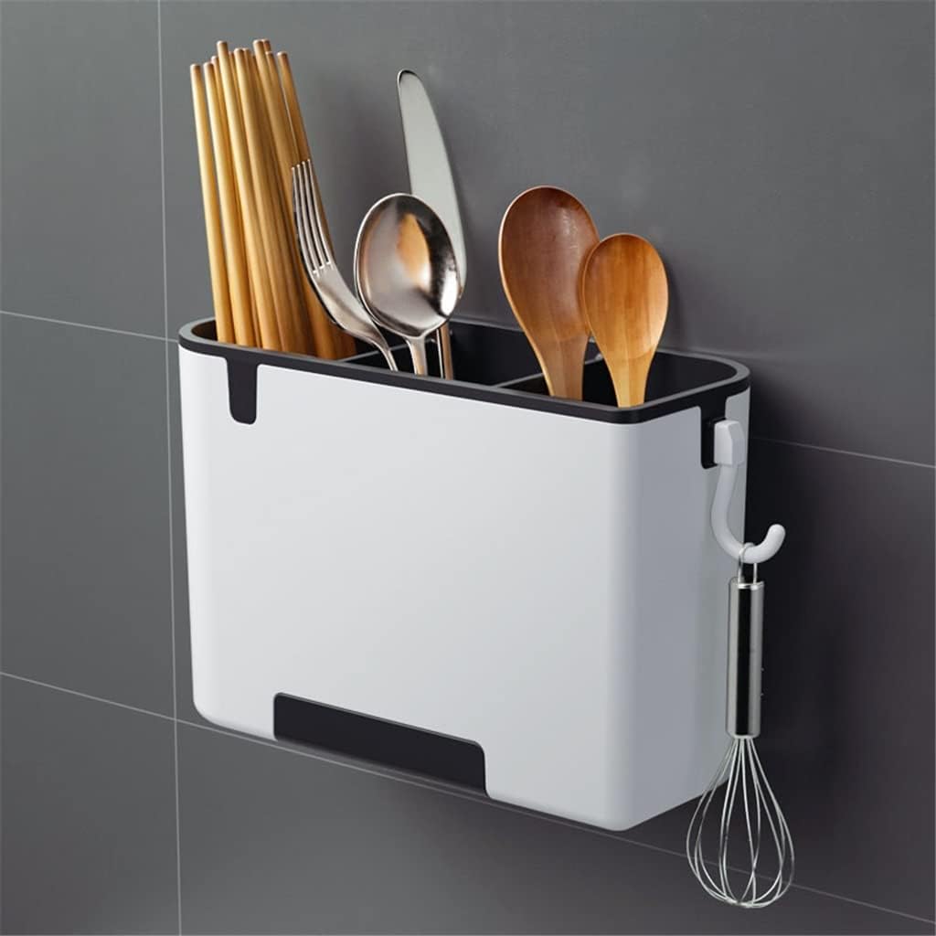 Kitchen Wall-Mounted Spoon Fork Chopsticks Basket Drain Rack Multi-Function Storage Box Accessories(D)