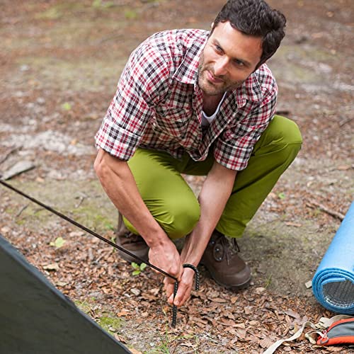 Nhz 16” Ground Rebar Stakes (8Pcs) Heavy Duty J Hook Ground Anchors, Curved Steel Plant Support Garden Stake With Chisel Point End, Hammer Through Hard Soil For Camping Tent - Black Powder Coated #TOP7