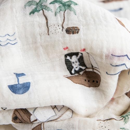 Image of Little Unicorn Muslin Swaddle Blanket for Newborns & Infants | Soft & Breathable Fabric | Set of 3 Baby Blankets for Swaddling, Nursing, Shower Gifts (Shark)
