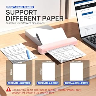 POLONO Portable Printer, D810 Inkless Bluetooth Thermal Printer Wireless with Smart AI APP, Compatible with iOS, Android, Laptop, Supports 8.5"x11" US Letter for Office, Car, Home, Pink