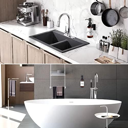 Amber Glass Bottle Wall Mounted, Soap Dispenser with Stainless Steel Pump Holder Without Drilling Waterproof Labels Adhesive, 250ml Refillable Hand and Dish Soap Bottle Shampoo for Kitchen Bathroom