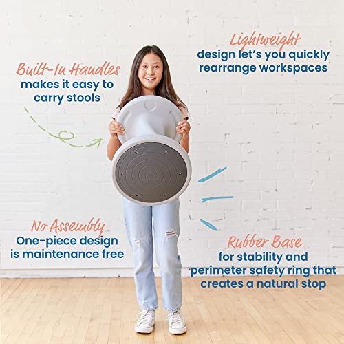 Image of ECR4Kids Twist Active Wobble Stool, 18in Seat Height, Classroom Furniture, Light Grey