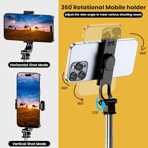 Image of WeCool Selfie Stick with 7section Telescopic Pole extendable Upto 45inches,Detachable Wireless Bluetooth Remote for Photoshoot & Vlogging, Compatible with iPhone & Android