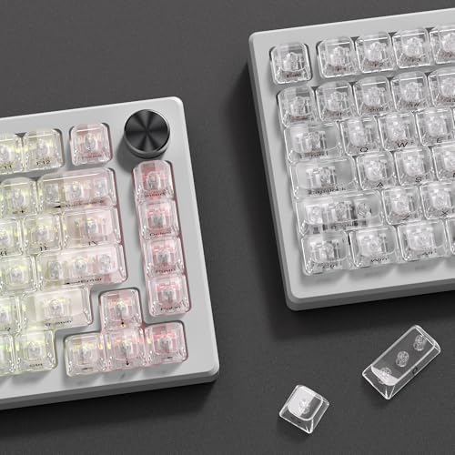 Image of dagaladoo Clear keycaps,Transparent Keyboard keycaps,Jelly Key caps Set,Shine Through keycap，MDA Profile Keyboard caps for Mx Switches Mechanical Keyboard(White,Side Printed)