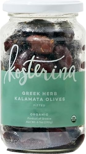 Kosterina Organic Greek Herb Kalamata Olives, Pitted & Dry-Packed (6.7 oz)