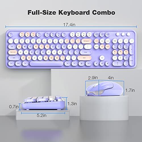 Image of Dilter Wireless Keyboard and Mouse Combo, 104 Keys Full-Sized Typewriter Keyboards, 2.4 GHz USB Receiver Plug and Play, for Windows, PC, Laptop, Desktop (Purple Colorful)