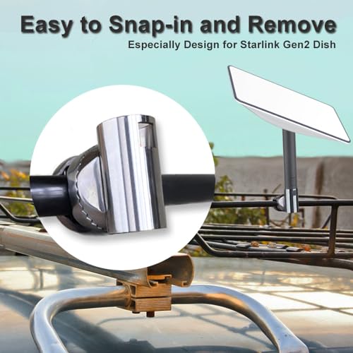 Sactulaz for Starlink Rv Ladder Mount,Starlink Rv Mount Base,Starlink Pole mount Clamp 0.75-1inch O,D. Rail for Car Vehicle roof rack Yacht Marine Sailing Boat Railing Starlink Gen2 Antenna Pipe mount