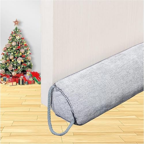 Schwerer Türzugstopper, 102 cm Zugluftstopper für Fenster Dreieck unter der Tür Zugluftstopper Geräuschblocker für Tür unten Luftdichtung Isolierung und Schallschutz, Grau