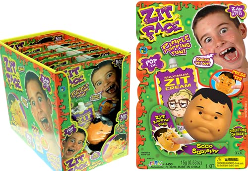 JA-RU Zit Face Pimple Popping (Pack of 12) Joke Pop It Toy Squeeze Acne Funny Toys Pimple Popping Stress Toy, Gag Gifts Peach Pus Popper Toy Remover. Stop Picking Your Face Gross Gifts 4450-12p
