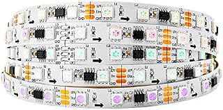 BTF-LIGHTING WS2811 IC Addressable Dream Color LED Strip 16.4FT 60LEDs/m 20Pixels/m 300LEDs 100pixels IP30 Non-Waterproof Black PCB Flexible DC12V Chasing Effect for Bedroom Desk Home Decoration