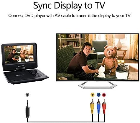 DBPOWER 9.5-Inch Portable DVD Player with Rechargeable Battery, SD Card Slot and USB Port - Black