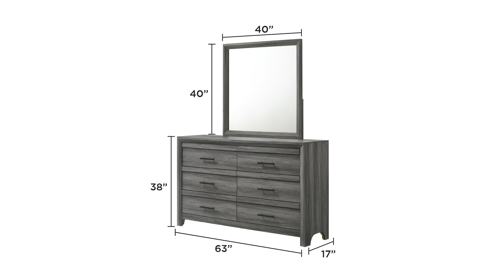sofutoo Modern Square Mirror for Elegant Touch, Crafted from Wood in Gray, Enhancing Bedroom Decor