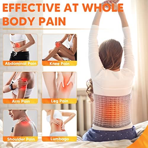 Heat Pads for Back Pain Relief, Aisutha Soft Heat Pad with Auto Shut Off and 6 Heat Level Settings, Detachable Heating Pad with Zipper Hook and Loop Fastener, Machine Washable, 12" x 48"