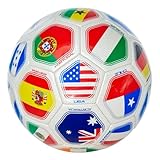 Tripact Inc 2026 World Flag Country World Flag Training Outdoor Soccer Ball – Size 5 – A Grade - White Color