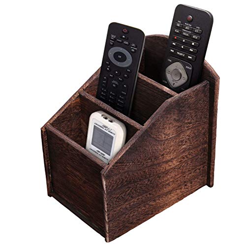 Comfify Supporto di Controllo remoto di Legno di Legno di 3 Fessure Rustico - Supporto di Caddy per Multimedia, Ufficio o Forniture di scrivania - Arredamento di casa colonica Moderno per Soggiorno