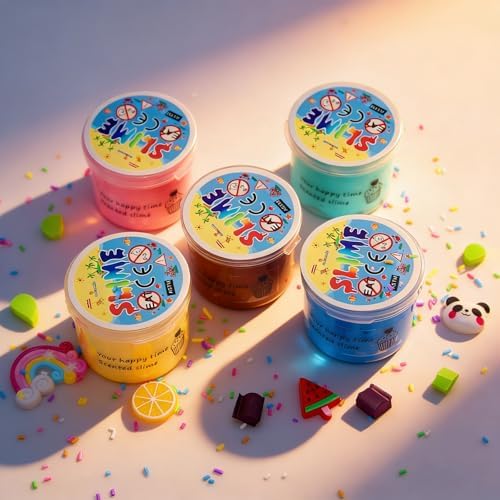 5팩 버터 슬라임 키트, 여아용 생일 선물, 여아 및 남아용 파티 선물, 끈적이지 않음, 매우 부드러운 스트레스 완화 장난감 — 사진 4