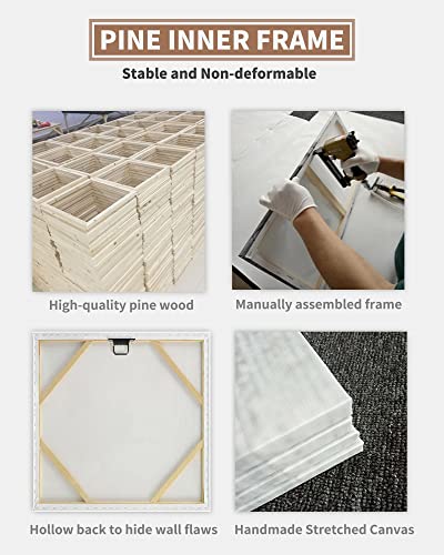 Nautical Wall Decor For Bedroom, Marine Theme Canvas Art For Office Bathroom, Classic Vintage Anchor Ship Steering Wheel Compass Pictures Ocean Paintings Framed 12''X12'' 4 Pcs/Set #TOP4