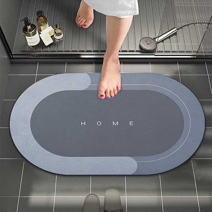 Image of Bath Bathroom Rugs mat Non Slip diatomaceous Earth Stone Farmhouse Water Absorbent Washable Thin Small bathmat Set with Rubber Back Quick Dry Design fits Under Door for Bathroom Floor
