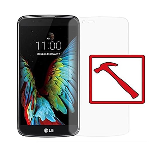 Slabo Lámina de Vidrio Premium para LG K10 (2016) Lámina Protectora Protector de Pantalla Templado (Protector de Pantalla reducido, a Causa de la Pantalla Curvada) Tempered Glass Claro - dureza 9H