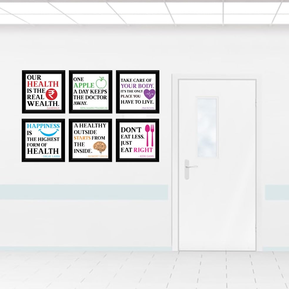 Image of JABSY Doctor Hospital Health Facts Medical Physiotherapy Dentist Wall Decor Poster Framed Gift (7 Inch Square Frame - Set of 6) (Facts) (Hospital Square)