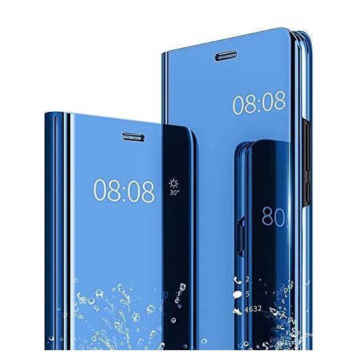 Capa espelhada CCSamll para Xiaomi Poco F4 GT (NO F4) com suporte, capa flip de tela inteligente de luxo com visualização clara ultrafina com capa de carregamento sem fio para Xiaomi Poco F4 GT/Redmi K50 Gaming QH azul
