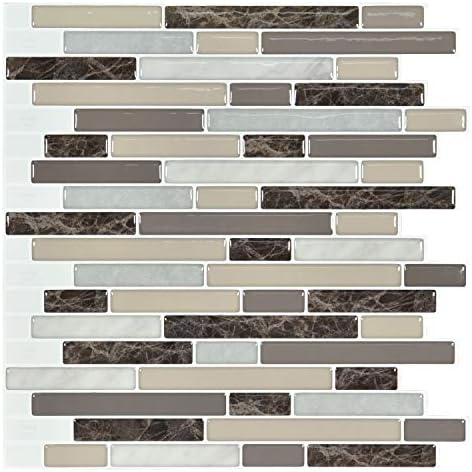 Art3d 10-Piece Stick on Backsplash Tile for Kitchen,30 * 30cm Vinyl Decorative Tiles, Marble (A17083P10)
