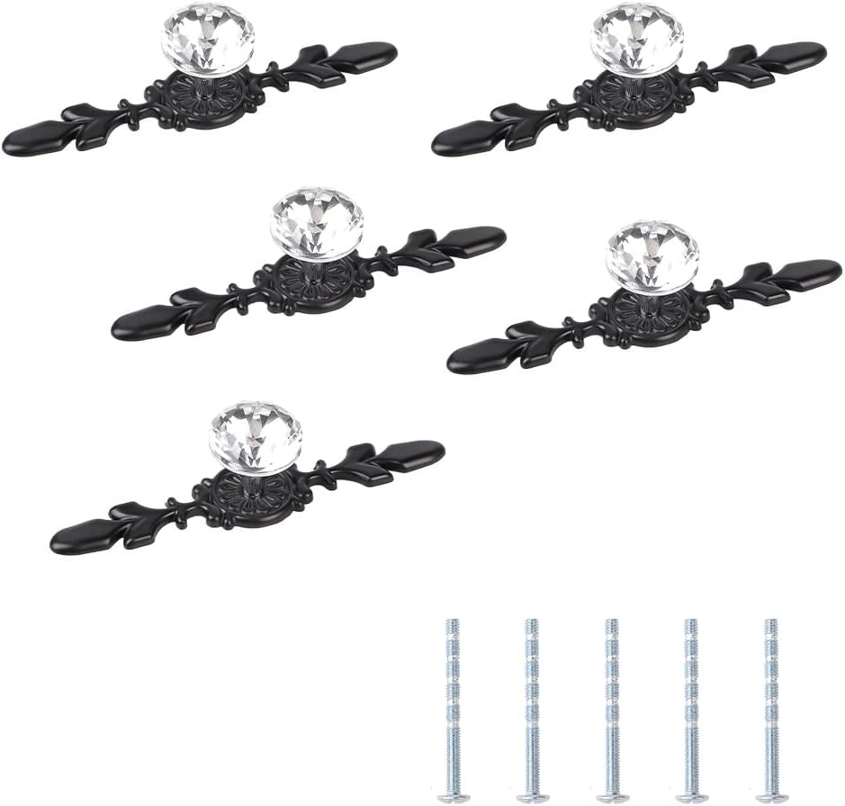 Fvstar 5pcs Glass Dresser Drawer Knobs,Crystal Pulls Handles
