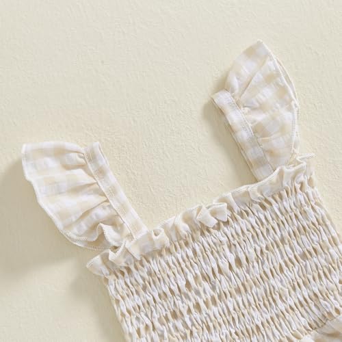 Infant Kids Summer Clothes Toddler Baby Girl Romper Jumpsuit Overall Pants Plaid Sleeveless Ruffle Halter One Piece Outfit2