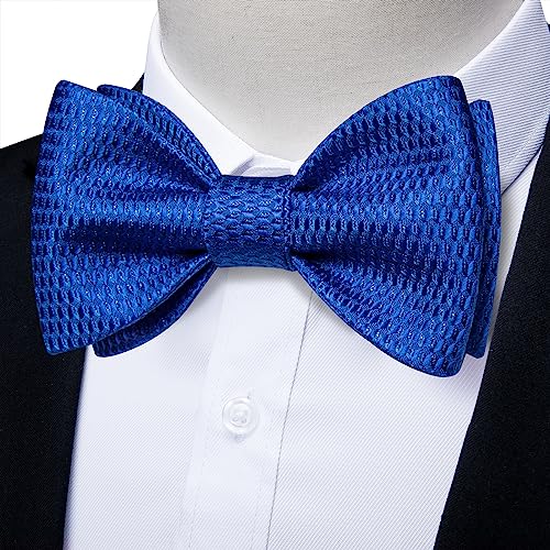 Image of DiBanGu Paisley Bow Ties for Men Silk Self Tied Bowtie and Pocket Square Cufflinks with Lapel Pin for Wedding Party