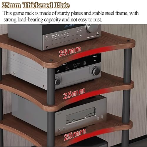 Rack de audio para componentes multimedia con soporte negro de 2 niveles y ruedas 4