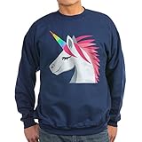 CafePress Sweatshirt mit Einhorn-Emoji, klassisch, Rundhalsausschnitt Gr. XXL, navy