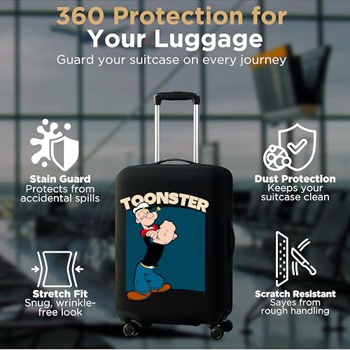 Image of WanderWraps Spendex Polyester Protective Luggage Cover | Hard Luggage Trolley Bag Cover | Washable | Dust Proof | Stretchable | M - 24 inch | Spinachmodee