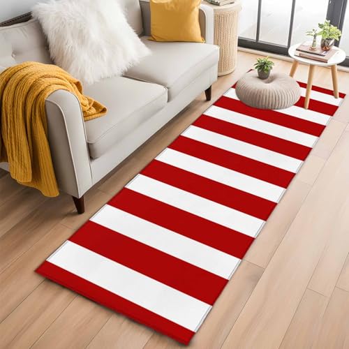 Tapete corredor 2x6 pies rojo con franjas antideslizante