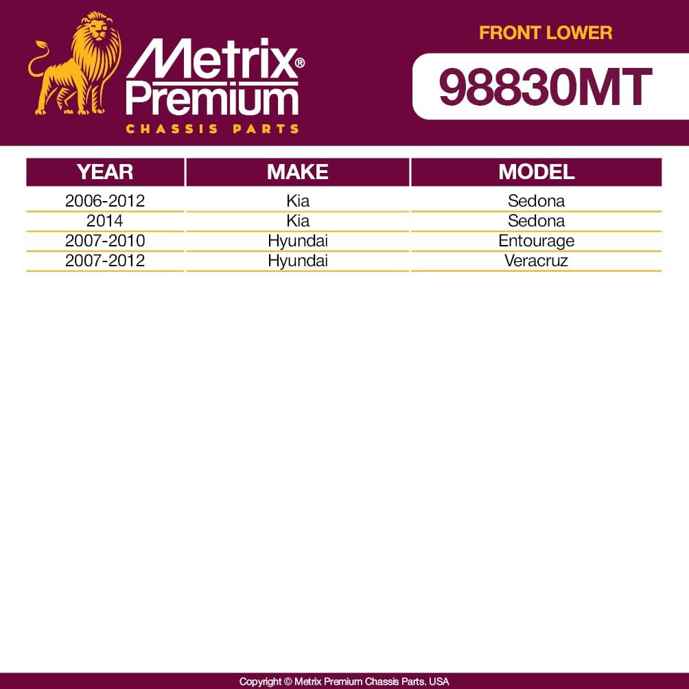 Metrix Premium Chassis Parts - 2 PC Front Lower Ball Joint Kit Fits 2006-2012 Kia Sedona, 2014 Kia Sedona, 2007-2010 Hyundai Entourage, 2007-2012 Hyundai Veracruz, Replacement K500073, Made in Europe