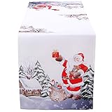 weihnachtsläufer papier Pflege: waschbar bei 30°C Quinnyshop Weihnachtsläufer - Druckdesign mit Weihnachtsmann Polyester Rot - Bunt ca. 40 x 140 cm