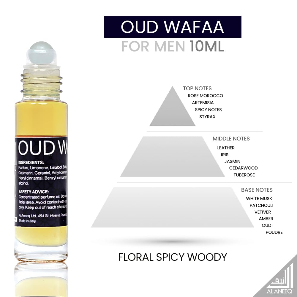 AL ANEEQ Oud Wafaa Perfume Oil for Men | Attar Perfume for Mens Arabic Roll On 10ml