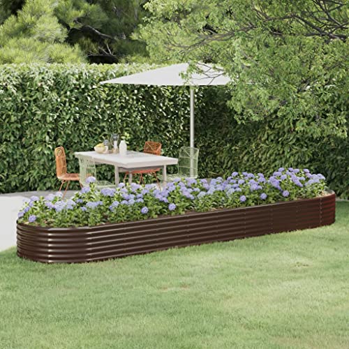 homiuse Jardinera Elevada De Acero Juego De Arriates De JardíN Jardinera Acero Jardineras Grandes Exterior Huerto Urbano Exterior Jardinera arriate Acero Recubrimiento Polvo marrón 396x100x36cm