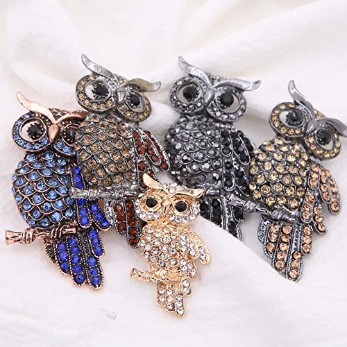 Set of 5 Pieces Cute Animal Theme Multicolor Crystal Owl Pin Brooches Rhinestones Decoration for Daily Dress Wedding Party4