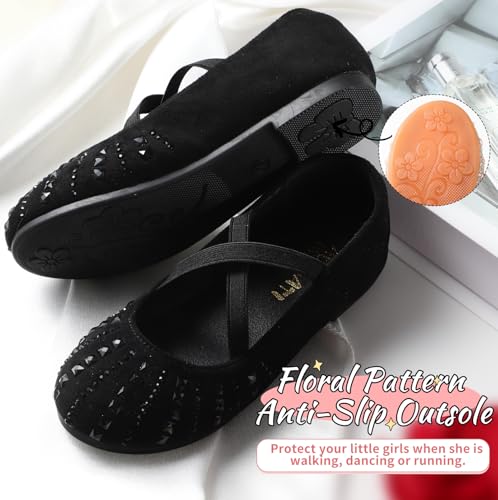 Toddler Girls Dress Shoes Sparkle Rhinestone Flower Girls Mary Jane Slip-On Ballet Flats for School, Wedding, Party4