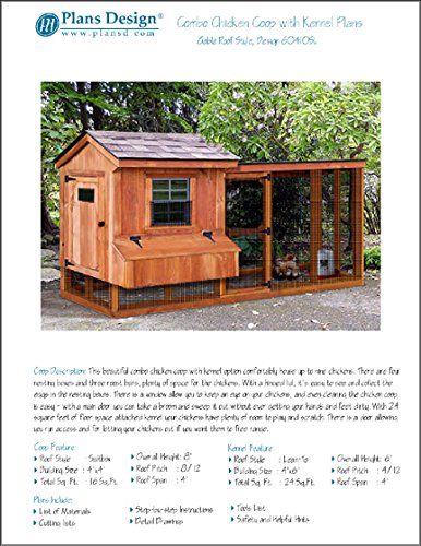 Backyard Chicken Coop Plans with Kennel/Run, Salbox/Lean-to 4 ft x 10 ft Two-in-One Plans, Design 60410SL