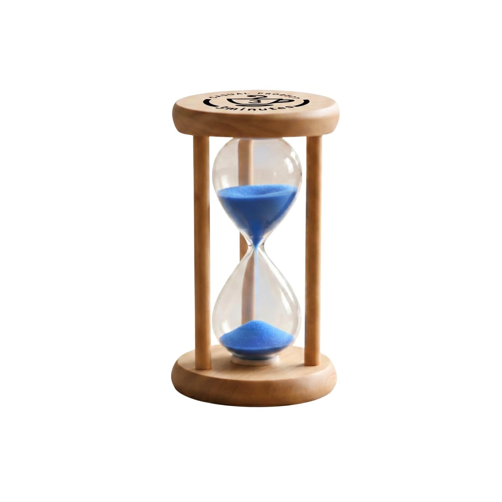 3 Minute Sand Timer - FLZOOY Wooden Hourglass Sand Desktop Clock for Classroom Office Home Ornament (Blue)