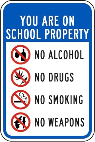 You Are On School �v���p�e�B�T�C�� �{�݃T�C�� �w�Z�W�� No Weapons In School Signs Item2024-26335 ���^�� �u���L�Ŕ� 12 x 16�C���` �ǂ݂₷�����S�W�� ����/���O�p
