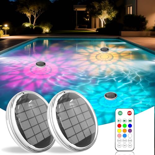 Torlaist Solar Floating Pool Lights 2 Pack, Solar Pool Lights That Float with Remote Control, 9 Color Changing & Timing Mode IPX67 Waterproof Pools Light, Ideal Gift for Above Ground Pools Party