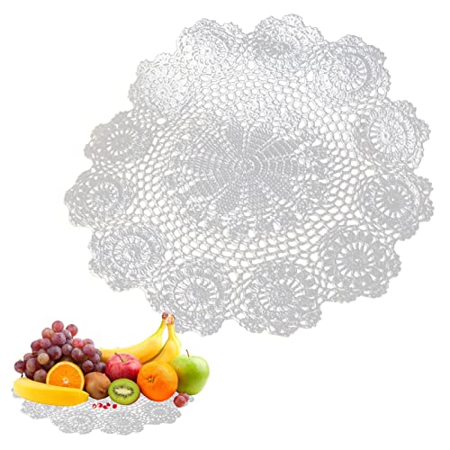 PW TOOLS Ganchillo, Posavasos Redondos Hechos a Mano Tela Ganchillo, Posavasos Punto Tapetes para mesas Funda sofá, algodón